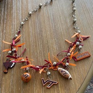 Virginia Tech Orange and maroon Charm Necklace